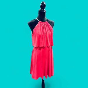 Jessica Simpson Stretchy Deep Hot Pink Halter Dress Medium